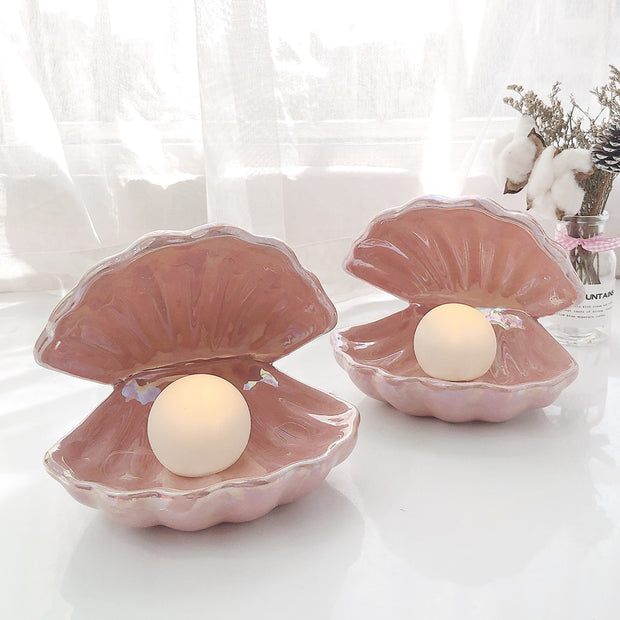 Mermaid Ceramic Shell Pearl Night Light