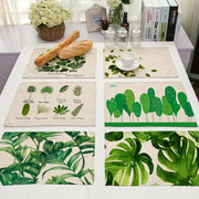 Cotton Linen Green Table Mats