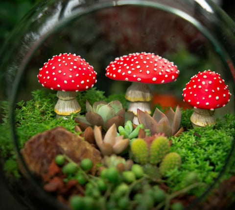 Garden Plant Luminous Mushroom Resin Ornament