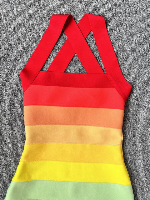 Rainbow Bodycon Bandage Dress