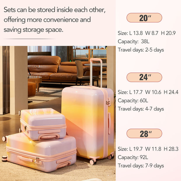 Sunset 3 Piece Hardshell Suitcase Set