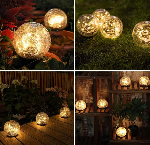 Solar Outdoor LED Garden Light Crack Ball Garden Decorative Light Grass Mason Floor Crack Light