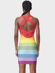 Rainbow Bodycon Bandage Dress