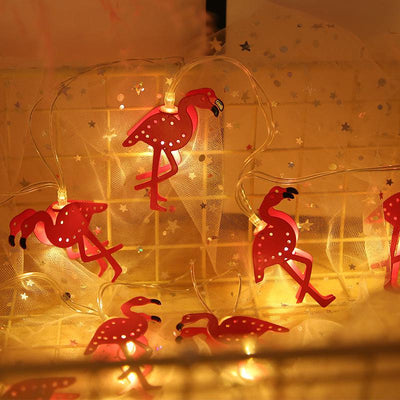 Pink Iron Flamingos String Light