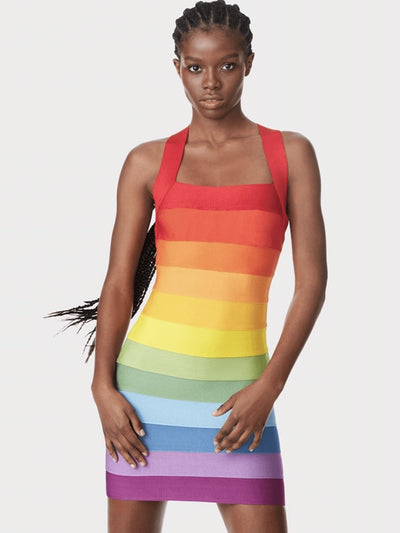 Rainbow Bodycon Bandage Dress