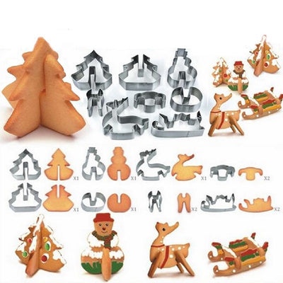 3D Christmas Cookie Cutters 8pcs