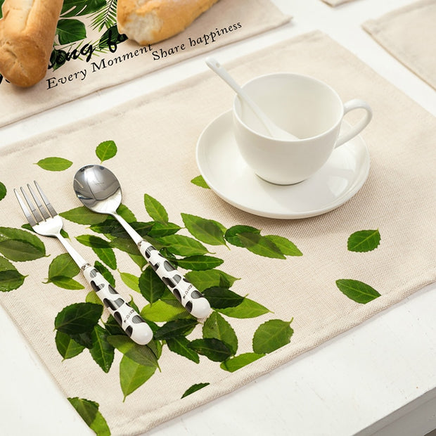 Cotton Linen Green Table Mats