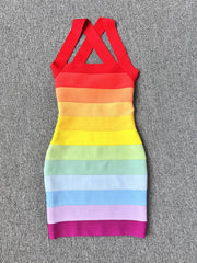 Rainbow Bodycon Bandage Dress