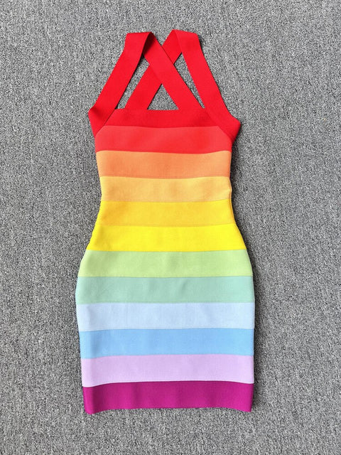 Rainbow Bodycon Bandage Dress