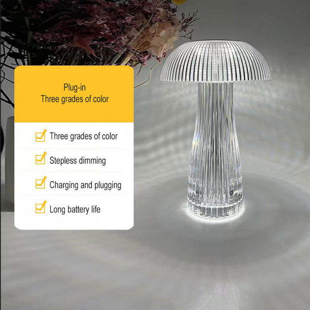 Nordic Creative Table Led Colorful Touch Decorative Atmosphere Diamond Crystal Lamp Jellyfish Night Light