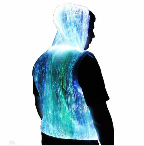 LED Tank Top luminous Men's hoodie RGB light up t shirt with hood casual men's hoodie