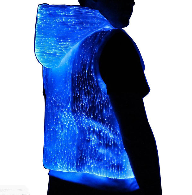 LED Tank Top luminous Men's hoodie RGB light up t shirt with hood casual men's hoodie