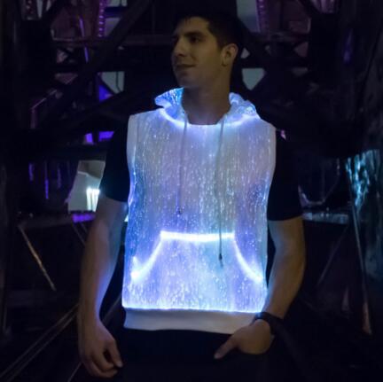 LED Tank Top luminous Men's hoodie RGB light up t shirt with hood casual men's hoodie