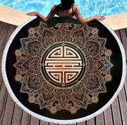 Fu Round Bohemian Beach Towel