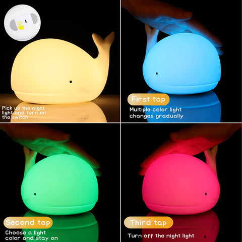 Creative Night Light Whale Silicone Led