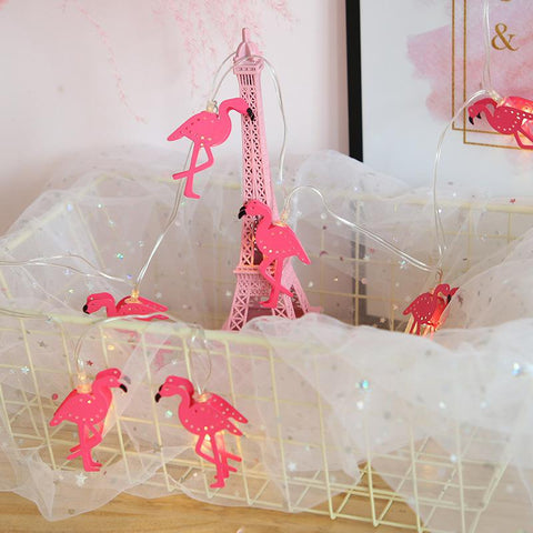 Pink Iron Flamingos String Light