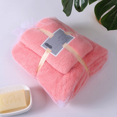 Coral Velvet Bath & Face Towel Set