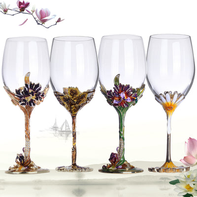 Crystal Enamel Wine Glasses