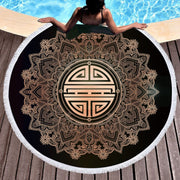 Fu Round Bohemian Beach Towel