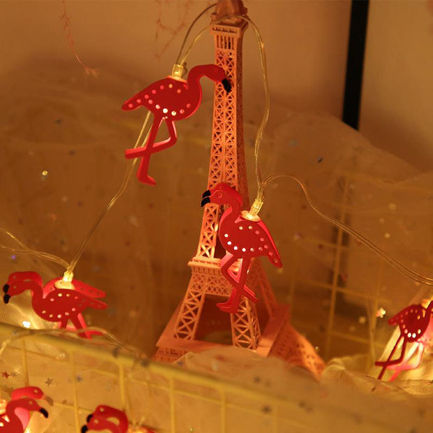 Pink Iron Flamingos String Light