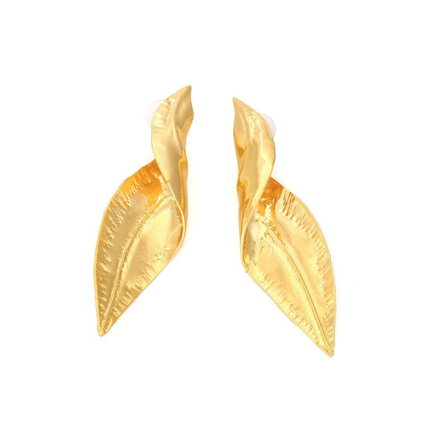 Twisted Gold Leaf Earrings