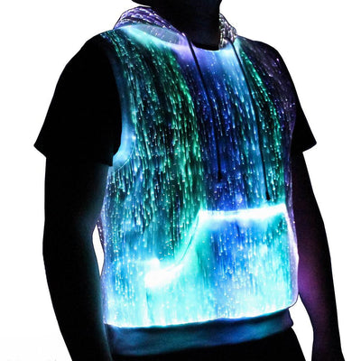 LED Tank Top luminous Men's hoodie RGB light up t shirt with hood casual men's hoodie