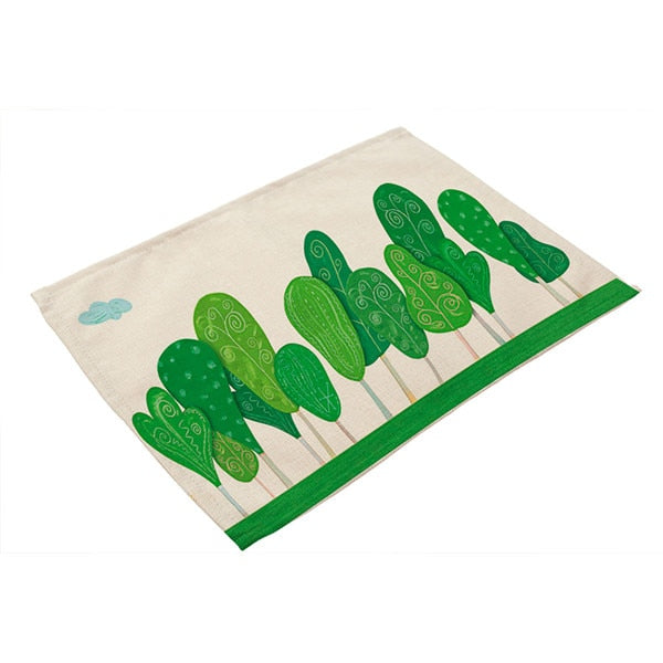 Cotton Linen Green Table Mats