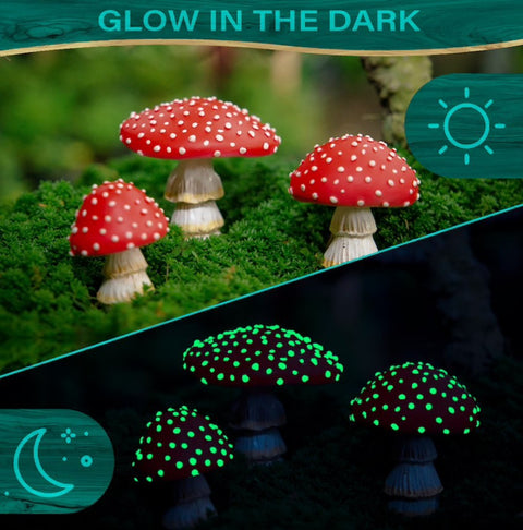 Garden Plant Luminous Mushroom Resin Ornament