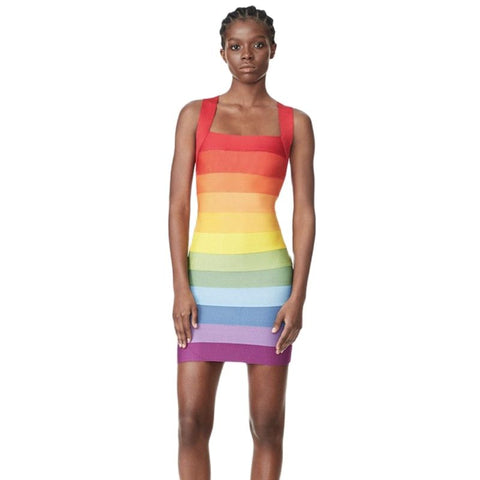 Rainbow Bodycon Bandage Dress