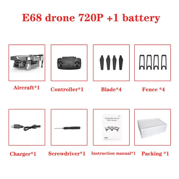 E68 Drone HD wide angle 4K WIFI 1080P FPV Drones Toys