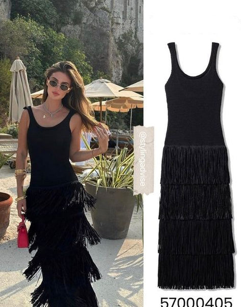 Tassel Knitted Strap Dress