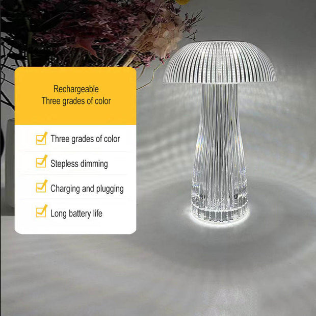 Nordic Creative Table Led Colorful Touch Decorative Atmosphere Diamond Crystal Lamp Jellyfish Night Light