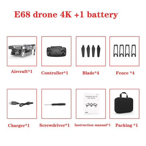 E68 Drone HD wide angle 4K WIFI 1080P FPV Drones Toys