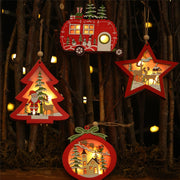 LED Wood Christmas Tree Ornaments