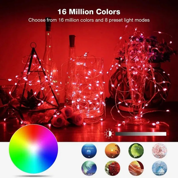 LED String Lights For Christmas Tree Decor 20m 200LED App Remote Control RGB Lighting String