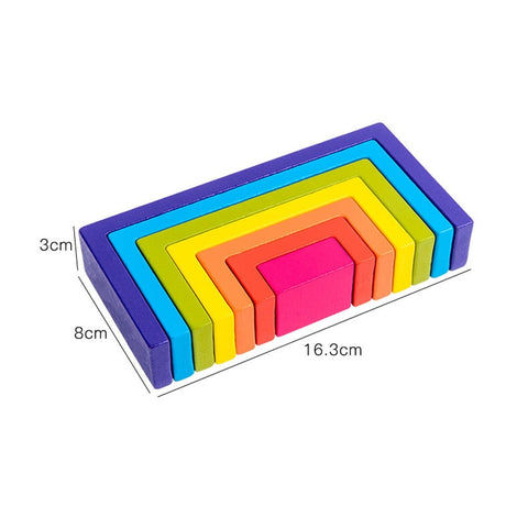 Rainbow Educational Wooden Toys Montessori Creative Building Blocks