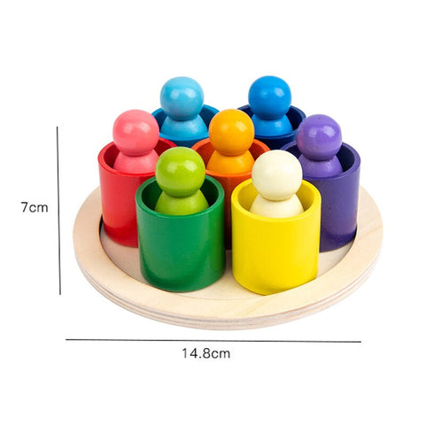 Rainbow Educational Wooden Toys Montessori Creative Building Blocks