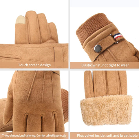 Unisex Winter Suede Gloves w/ Screen Touch