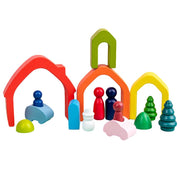 Rainbow Educational Wooden Toys Montessori Creative Building Blocks