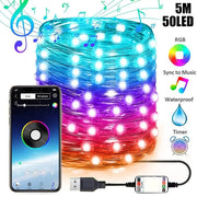 LED String Lights For Christmas Tree Decor 20m 200LED App Remote Control RGB Lighting String