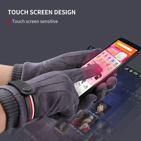 Unisex Winter Suede Gloves w/ Screen Touch